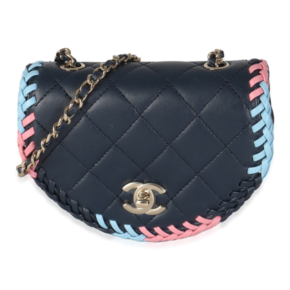 Chanel Handbags - Chanel Navy Quilted Lambskin Braided Mini Messenger Flap Bag